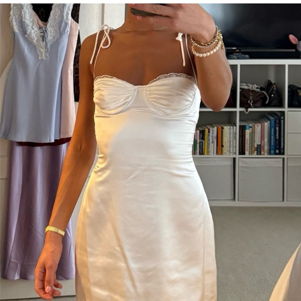 Princess Polly Ivory Satin Dress